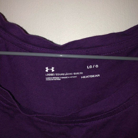 Under Armour dark purple&white workout shirt. - Picture 1 of 4